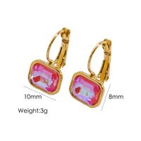1 Pair Simple Style Classic Style Square Inlay 304 Stainless Steel Rhinestones 14K Gold Plated Drop Earrings sku image 8