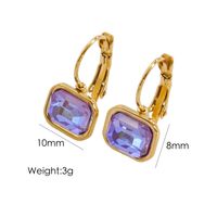 1 Pair Simple Style Classic Style Square Inlay 304 Stainless Steel Rhinestones 14K Gold Plated Drop Earrings sku image 10