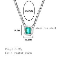 De Gros Élégant Luxueux Carré Acier Inoxydable Placage Incruster Plaqué Or 18k Strass Pendentif main image 4