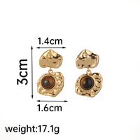 1 Pair Simple Style Commute Round Plating Inlay Copper Natural Stone Freshwater Pearl 18k Gold Plated Drop Earrings sku image 1