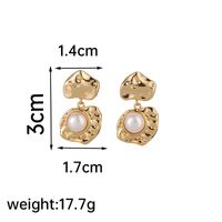 1 Pair Simple Style Commute Round Plating Inlay Copper Natural Stone Freshwater Pearl 18k Gold Plated Drop Earrings sku image 2