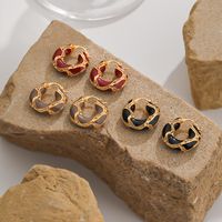 1 Pair French Style Geometric Plating Copper 18k Gold Plated Ear Studs main image 3