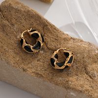 1 Pair French Style Geometric Plating Copper 18k Gold Plated Ear Studs main image 4