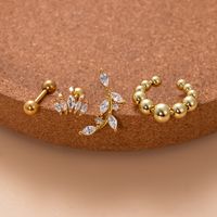 1 Piece Ear Cartilage Rings & Studs Sweet Leaf Crown Copper Plating Inlay Zircon main image 4