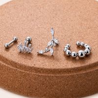 1 Piece Ear Cartilage Rings & Studs Sweet Leaf Crown Copper Plating Inlay Zircon main image 5