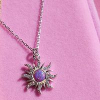 Copper Sweet Gemstone Sun Opal Rings Earrings Necklace sku image 4