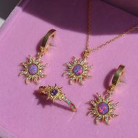 Copper Sweet Gemstone Sun Opal Rings Earrings Necklace main image 1