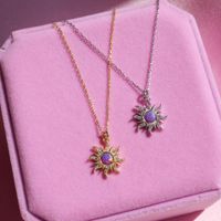 Copper Sweet Gemstone Sun Opal Rings Earrings Necklace main image 4