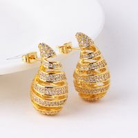 1 Pair Vintage Style Water Droplets Plating Copper Ear Studs main image 3