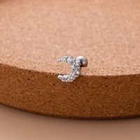 1 Piece Ear Cartilage Rings & Studs Sweet Moon Heart Shape Flower Copper Plating Inlay Zircon sku image 1