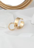 304 Stainless Steel 14K Gold Plated Vintage Style Plating Circle Solid Color Open Rings main image 3