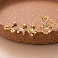 1 Piece Ear Cartilage Rings & Studs Sweet Moon Copper Plating Inlay Zircon main image 9
