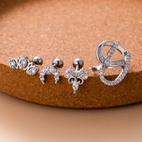1 Piece Ear Cartilage Rings & Studs Sweet Moon Copper Plating Inlay Zircon main image 8