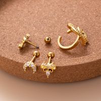 1 Piece Ear Cartilage Rings & Studs Sweet Moon Copper Plating Inlay Zircon main image 6