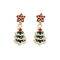 1 Pair Cute Christmas Streetwear Christmas Tree Santa Claus Christmas Socks Enamel Inlay Alloy Rhinestones Drop Earrings main image 2