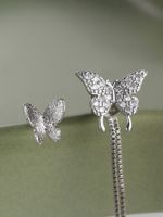 1 Set Simple Style Butterfly Plating Inlay Copper Zircon Silver Plated Ear Cuffs main image 5
