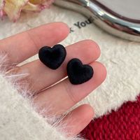 Sweet Heart Shape Flocking Women's Ear Studs 1 Pair sku image 16