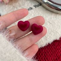 Sweet Heart Shape Flocking Women's Ear Studs 1 Pair sku image 15