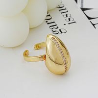 Simple Style Geometric Color Block Copper Plating Inlay Zircon White Gold Plated Gold Plated Open Rings main image 7