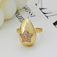 Simple Style Geometric Color Block Copper Plating Inlay Zircon White Gold Plated Gold Plated Open Rings main image 2
