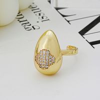 Simple Style Geometric Color Block Copper Plating Inlay Zircon White Gold Plated Gold Plated Open Rings main image 3