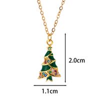 Classic Style Christmas Hat Christmas Tree Santa Claus Stainless Steel Copper Plating Inlay Zircon 18k Gold Plated Pendant Necklace sku image 8