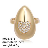 Simple Style Geometric Color Block Copper Plating Inlay Zircon White Gold Plated Gold Plated Open Rings sku image 5