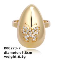 Simple Style Geometric Color Block Copper Plating Inlay Zircon White Gold Plated Gold Plated Open Rings sku image 7