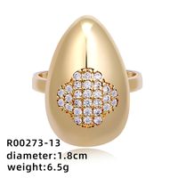 Simple Style Geometric Color Block Copper Plating Inlay Zircon White Gold Plated Gold Plated Open Rings sku image 13