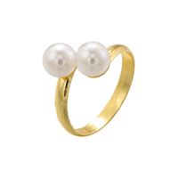 Casual Elegant Simple Style Heart Shape Copper Plating Inlay Artificial Pearls Copper Zircon 18k Gold Plated Open Rings sku image 1