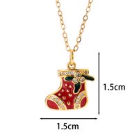 Classic Style Christmas Hat Christmas Tree Santa Claus Stainless Steel Copper Plating Inlay Zircon 18k Gold Plated Pendant Necklace sku image 11