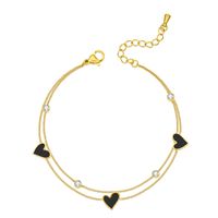 Casual Simple Style Classic Style Heart Shape Stainless Steel Titanium Steel Plating Inlay Zircon Gold Plated Women's Anklet main image 3