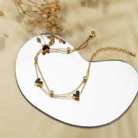 Casual Simple Style Classic Style Heart Shape Stainless Steel Titanium Steel Plating Inlay Zircon Gold Plated Women's Anklet main image 4
