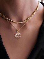 Simple Style Classic Style Solid Color Copper Inlay Zircon Layered Necklaces sku image 1