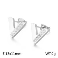 1 Piece Basic Triangle Plating Inlay Stainless Steel Rhinestones 18K Gold Plated Ear Studs sku image 1