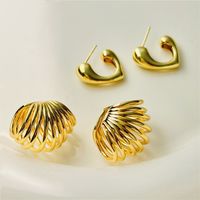 1 Pair Casual Vintage Style Simple Style Heart Shape Plating Hollow Out Copper 18k Gold Plated Ear Studs main image 1