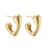 1 Pair Casual Vintage Style Simple Style Heart Shape Plating Hollow Out Copper 18k Gold Plated Ear Studs main image 6