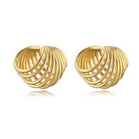 1 Pair Casual Vintage Style Simple Style Heart Shape Plating Hollow Out Copper 18k Gold Plated Ear Studs main image 3