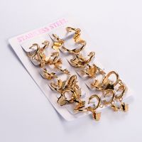 12 Pairs Casual Elegant Butterfly Plating 304 Stainless Steel 18K Gold Plated Drop Earrings main image 4