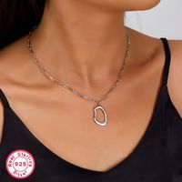 Sterling Silver Simple Style Irregular Solid Color Plating Pendant Necklace main image 1