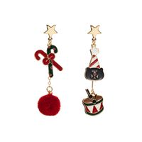 1 Pair Christmas Streetwear Christmas Tree Snowman Snowflake Enamel Alloy Gold Plated Drop Earrings main image 2