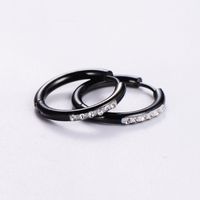 12 Pairs Casual Streetwear Solid Color Plating Inlay 304 Stainless Steel Rhinestones Hoop Earrings main image 5