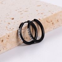 12 Pairs Casual Streetwear Solid Color Plating Inlay 304 Stainless Steel Rhinestones Hoop Earrings main image 3