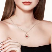 Simple Style Classic Style Heart Shape Sterling Silver Inlay Zircon Pendant Necklace main image 10