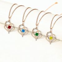 Simple Style Classic Style Heart Shape Sterling Silver Inlay Zircon Pendant Necklace main image 7