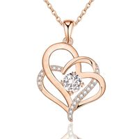 Simple Style Classic Style Heart Shape Sterling Silver Inlay Zircon Pendant Necklace sku image 4