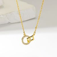 Wholesale Simple Style Round Stainless Steel Plating Inlay 18k Gold Plated Zircon Pendant Necklace main image 1