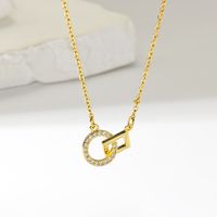 Wholesale Simple Style Round Stainless Steel Plating Inlay 18k Gold Plated Zircon Pendant Necklace sku image 1