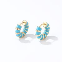1 Pair IG Style Simple Style Multicolor Stripe Enamel Plating Copper Hoop Earrings main image 9