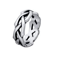 Vintage Style Commute Solid Color 304 Stainless Steel Criss Cross Men's Rings main image 5